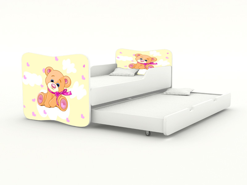 Becks posteľ s výsuvným lôžkom Macko žltý